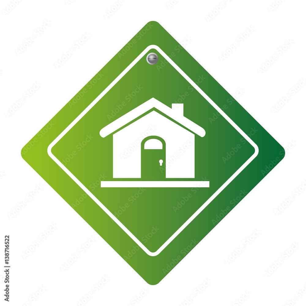 diamond road sign with silhouette simple facade house vector illustration diamond road sign with silhouette simple facade house vector illustration