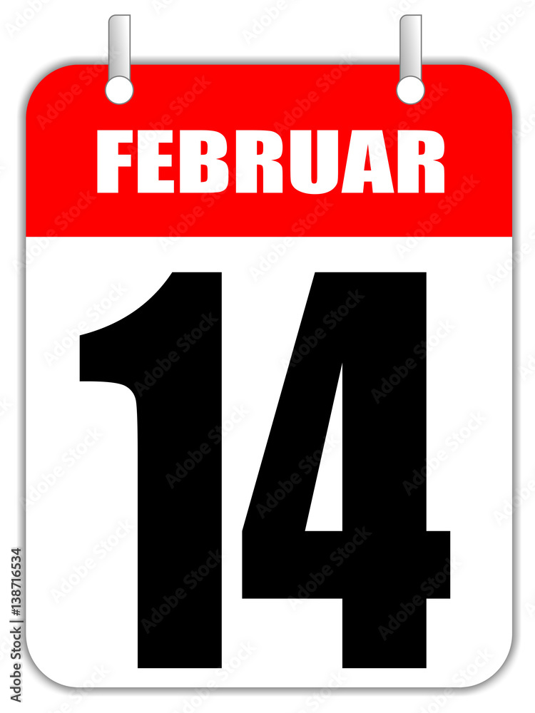 Kalenderblatt, 14 Februar StockIllustration Adobe Stock