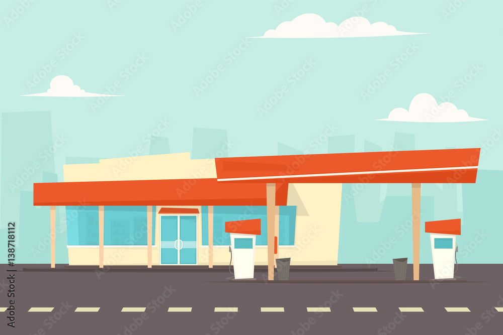 petrol station vector. cartoon simple flat vector image