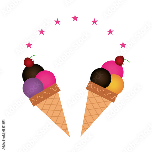 color background with ice cream cones vector illustration