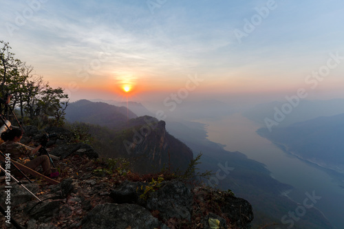 Mae Ping National Park at sunrise, Pha dang luang view point, Li, Lamphun, Thailand © Nattawat