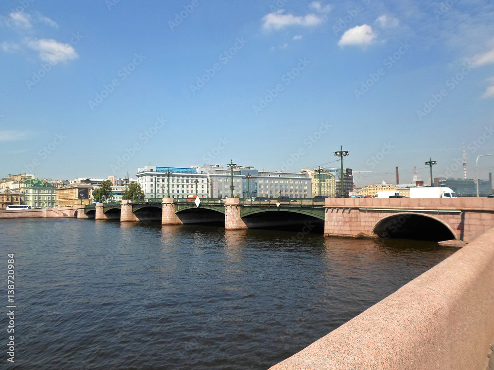 Bridge over the Neva river, Saint-Petersburg, Russia - July 2016