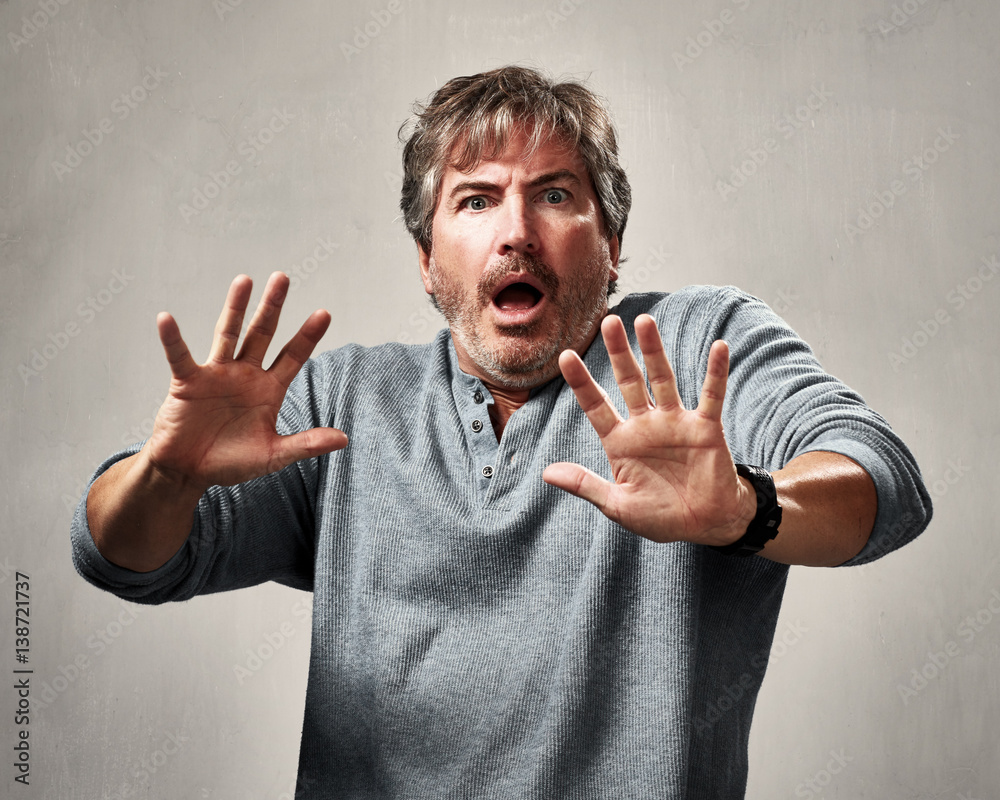 scared man face. Stock Photo