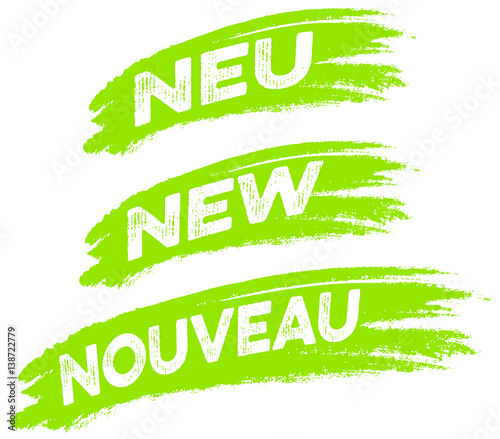 Neu! New! Nouveau! Angebot, Button, Wischer 