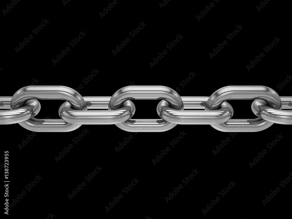 3D rendering Chain on black background 3D rendering Chain on black background