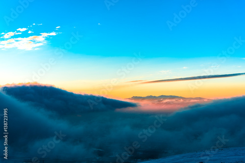 Winter sunset in carpathian mountains © Ivanica