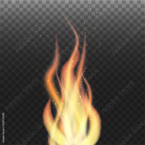 Flame with particles on transparent background