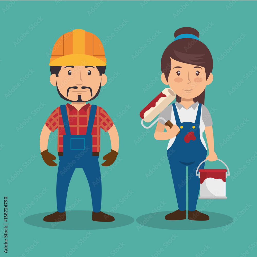 construction professional avatar character vector illustration design construction professional avatar character vector illustration design