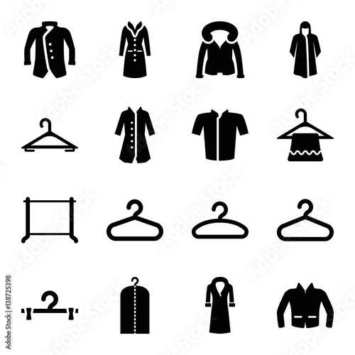 Set of 16 coat filled icons