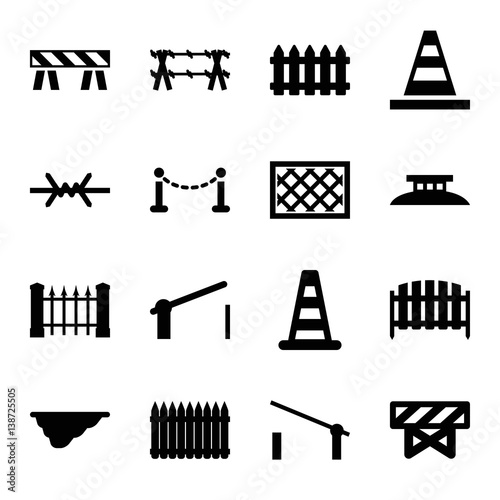 Set of 16 barrier filled icons