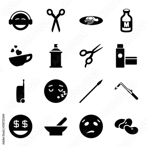 Set of 16 clipart filled icons