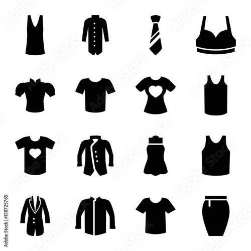 Set of 16 shirt filled icons