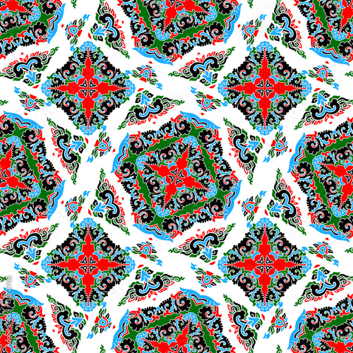 Seamless pattern texture. Indian, arabic, turkish style elements. Vintage vector card. Hand drawn doodle illustration. Floral pattern