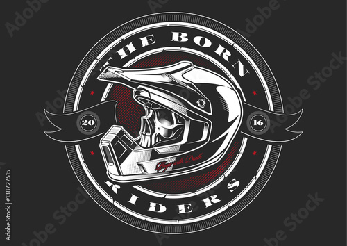 Biker skull in helmet