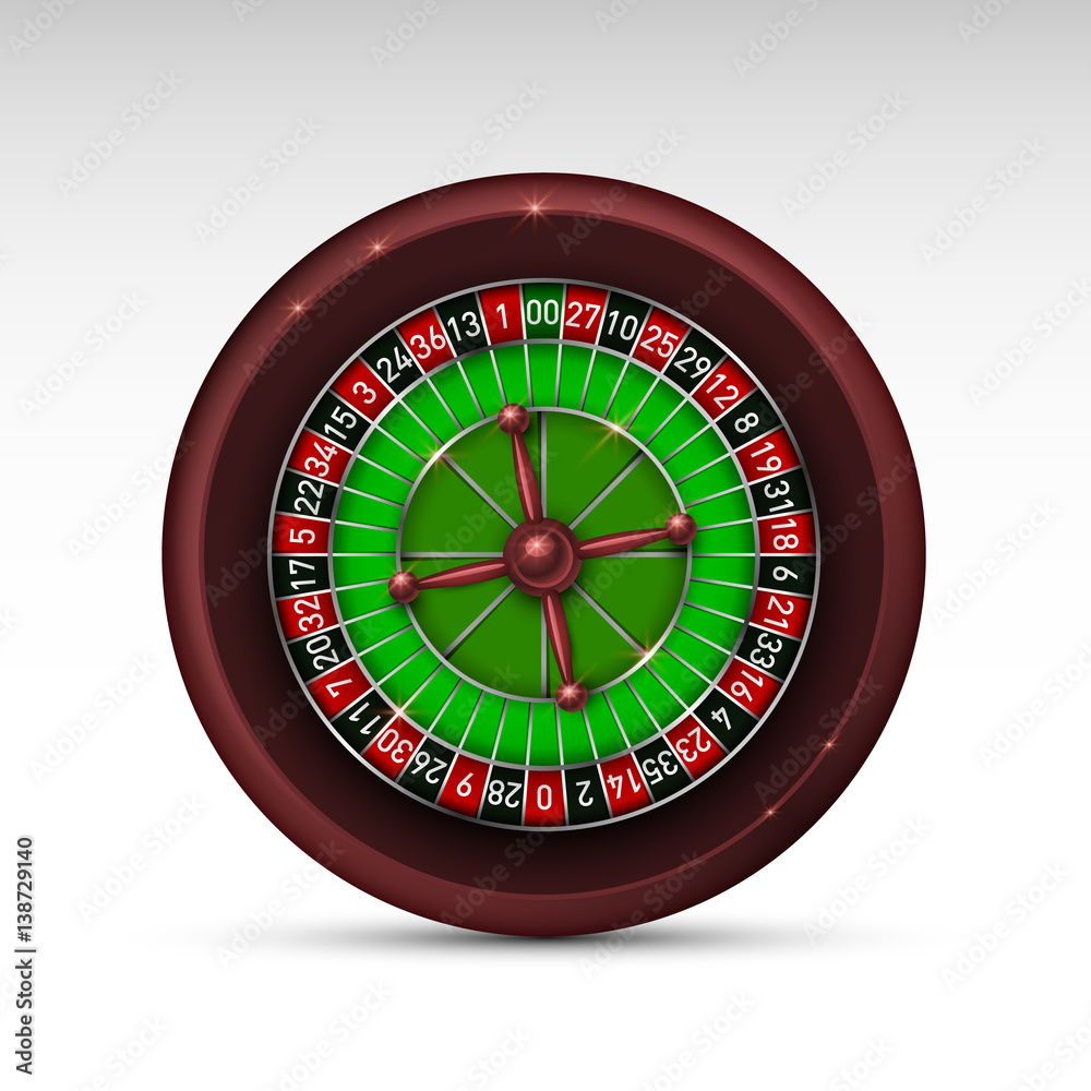 Realistic casino gambling roulette wheel isolated on white background Realistic casino gambling roulette wheel isolated on white background