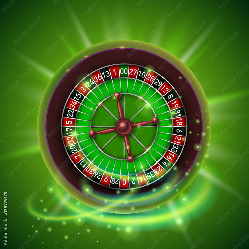 Realistic casino gambling roulette wheel, isolated on green background. Realistic casino gambling roulette wheel, isolated on green background.