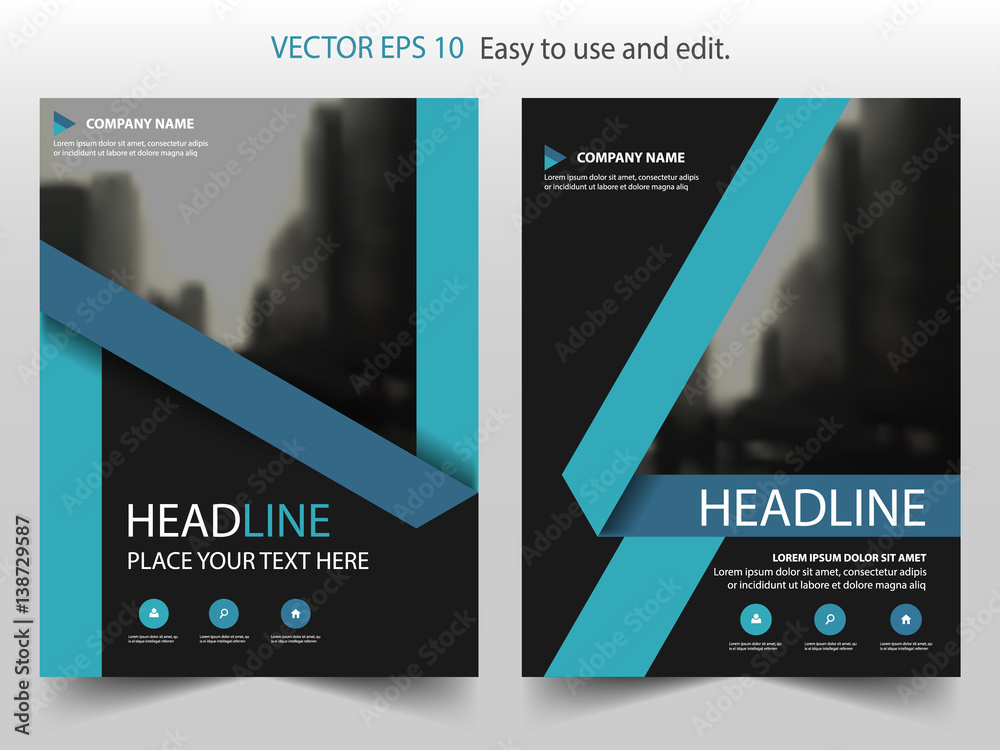 Vetor do Stock: Blue black Vector Brochure annual report Leaflet Flyer ...