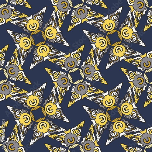 Vector abstract seamless patchwork pattern. Arabic tile texture with geometric and floral ornaments. Decorative elements for textile, book covers, print, gift wrap. Vintage boho style.
