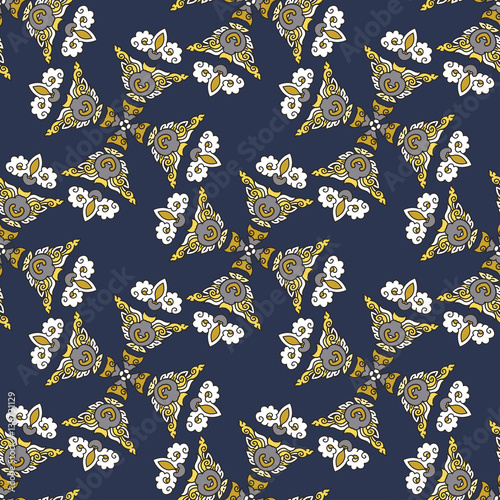 Vector abstract seamless patchwork pattern. Arabic tile texture with geometric and floral ornaments. Decorative elements for textile, book covers, print, gift wrap. Vintage boho style.