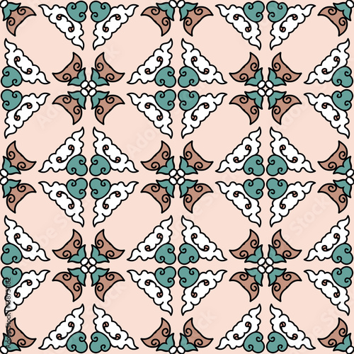 Vector abstract seamless patchwork pattern. Arabic tile texture with geometric and floral ornaments. Decorative elements for textile, book covers, print, gift wrap. Vintage boho style.