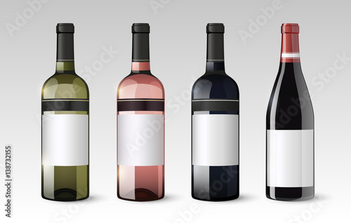 Realistic Glass Bottles Set