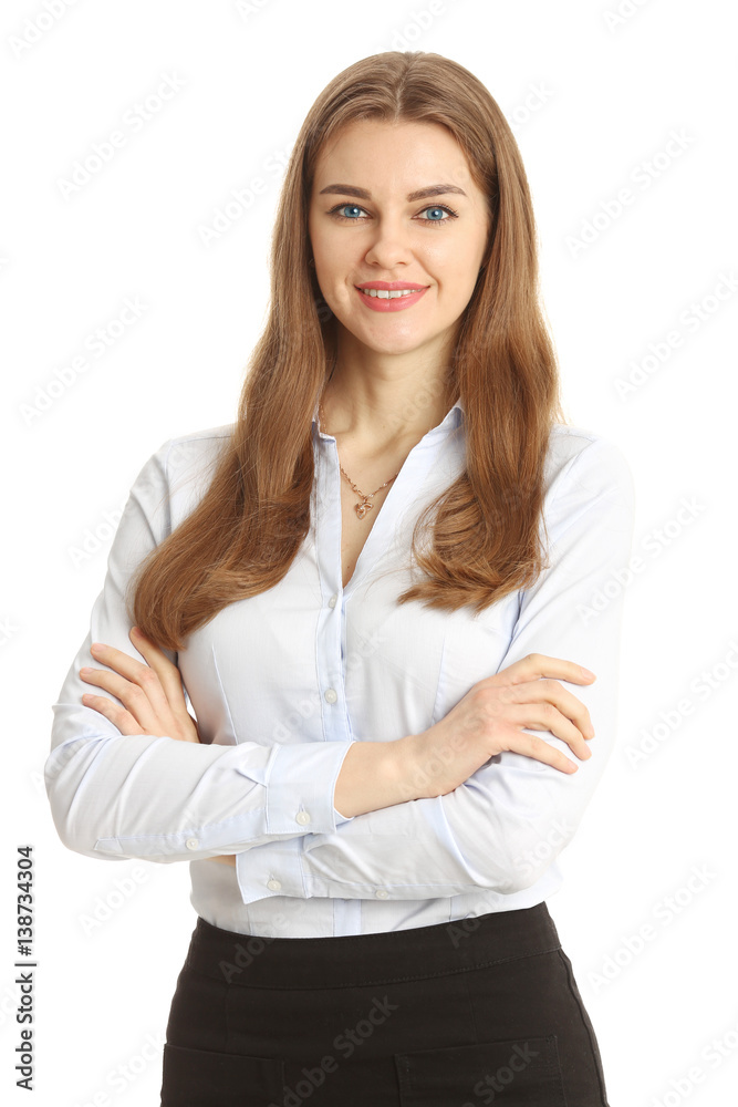 Smiling businesswoman portrait. Isolated on white Smiling businesswoman portrait. Isolated on white