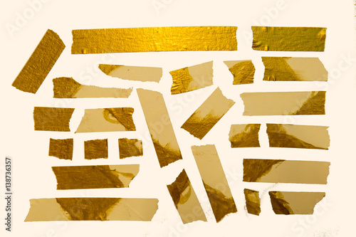 A set of Home-made Gold paper tape pieces