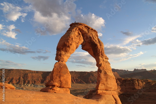 Delicate arch with rainbow