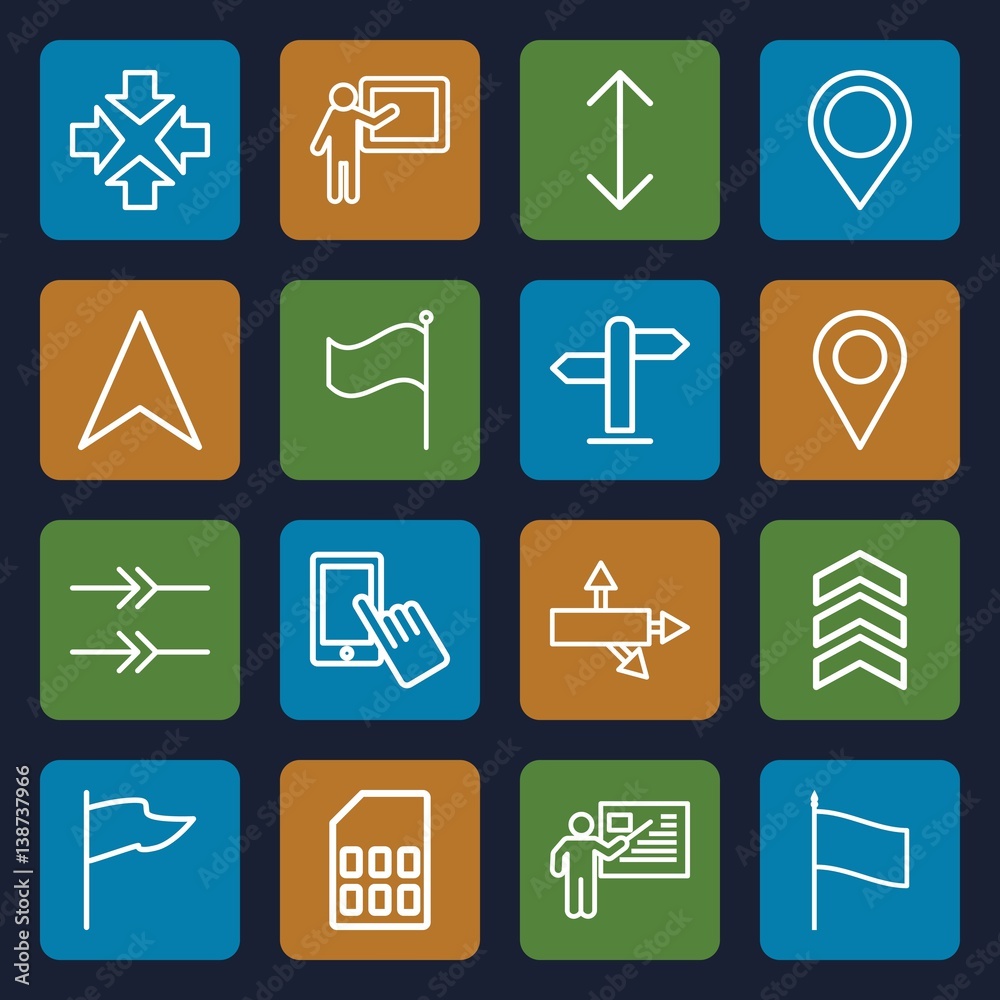 Set of 16 pointer outline icons Set of 16 pointer outline icons