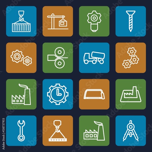 Set of 16 engineering outline icons