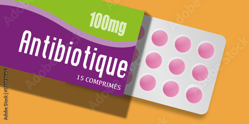 Antibiotique - Médicament - comprimés - santé - médecine - boite de médicament