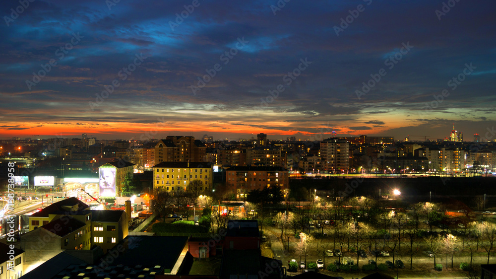 Fototapeta premium Milano city view after sunset