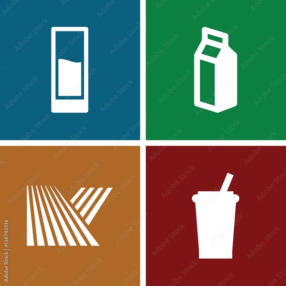 Set of 4 straw filled icons Set of 4 straw filled icons