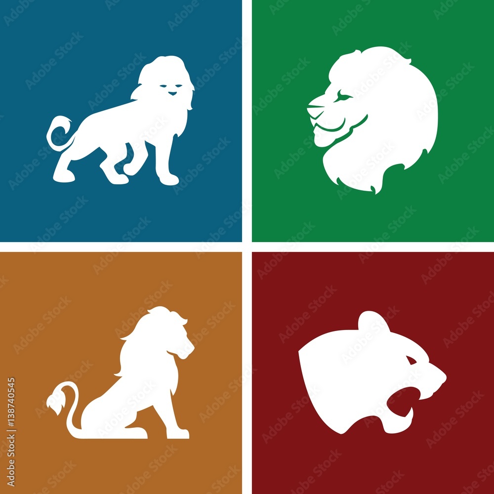 Set of 4 lion filled icons