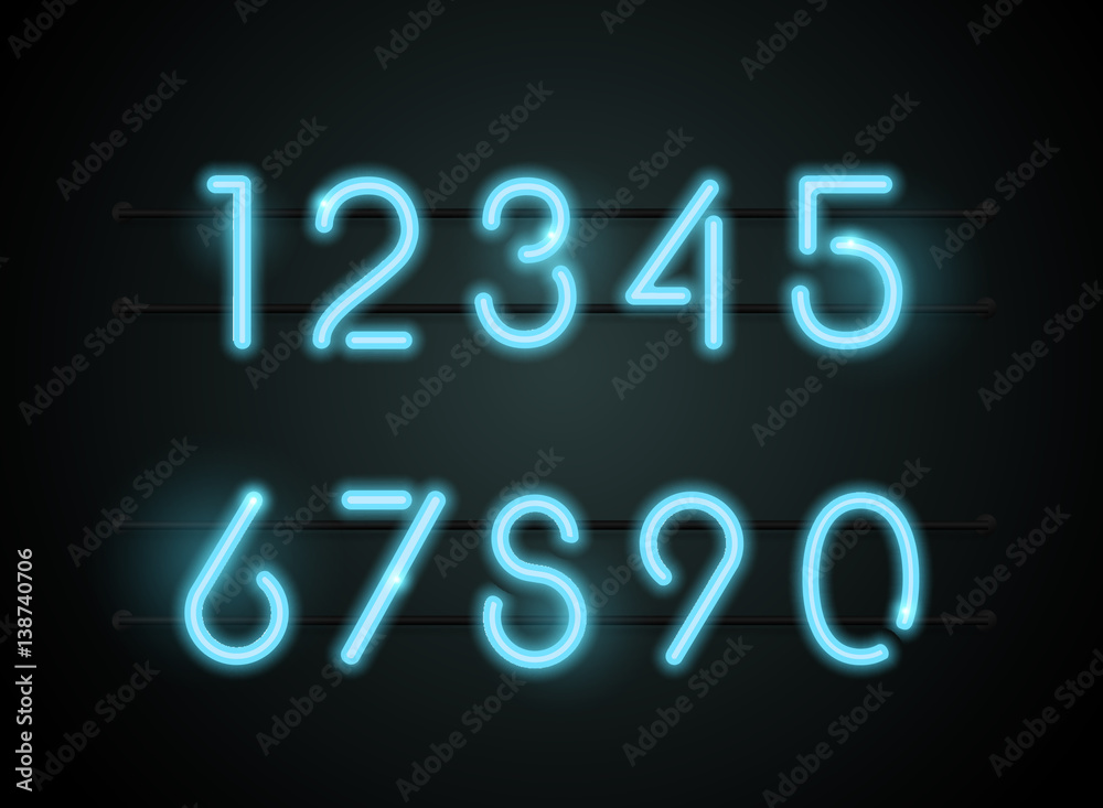 neon font number neon font number