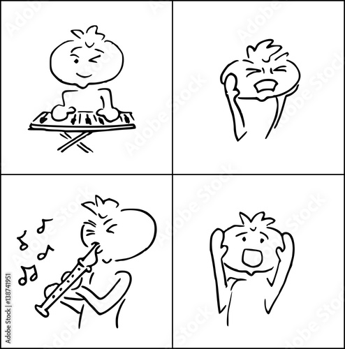 Concept emoties op gezicht - muziek