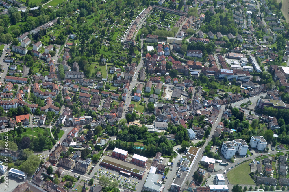 aerial view of  the Friedensheim area in Lahr, Ortenau in Baden Germany