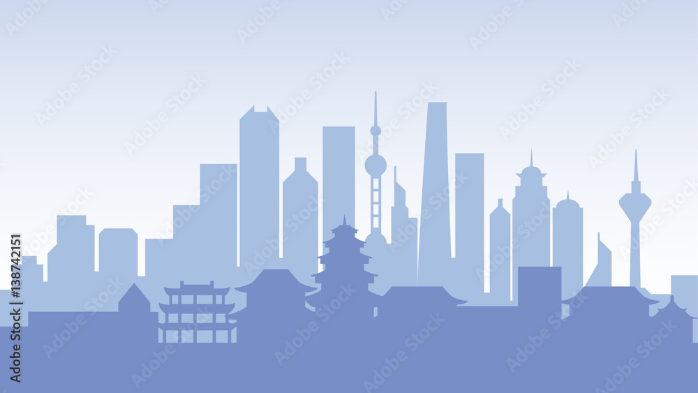 China silhouette architecture buildings town city country travel