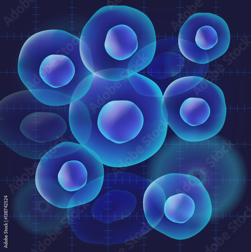blue cells under microscope, microbiology scientific background