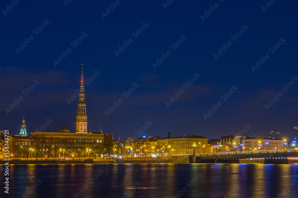 Riga,Latvia at night with long exposure