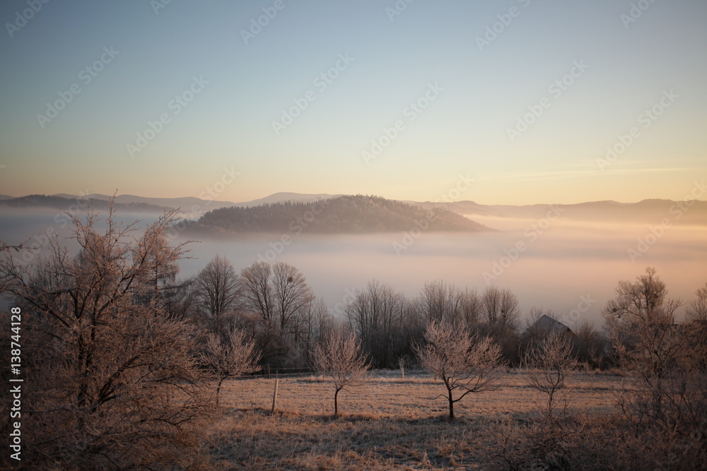 Beautifull landscape winter view, Czech republic, Valachia