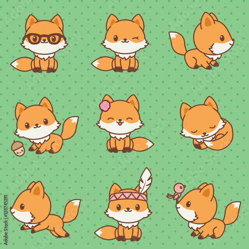 Kawaii foxes collection