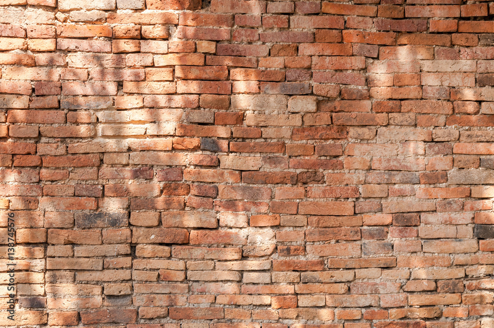 Fototapeta premium old brick wall background texture,background material of industry building construction for retro background