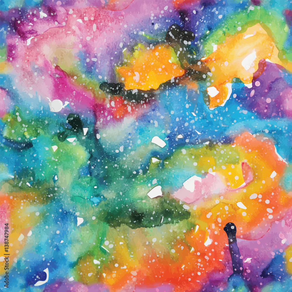 Watercolor galaxy illustration. Seamless pattern.