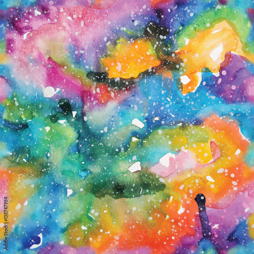 Ilustracja akwarela galaktyki. Wzór.