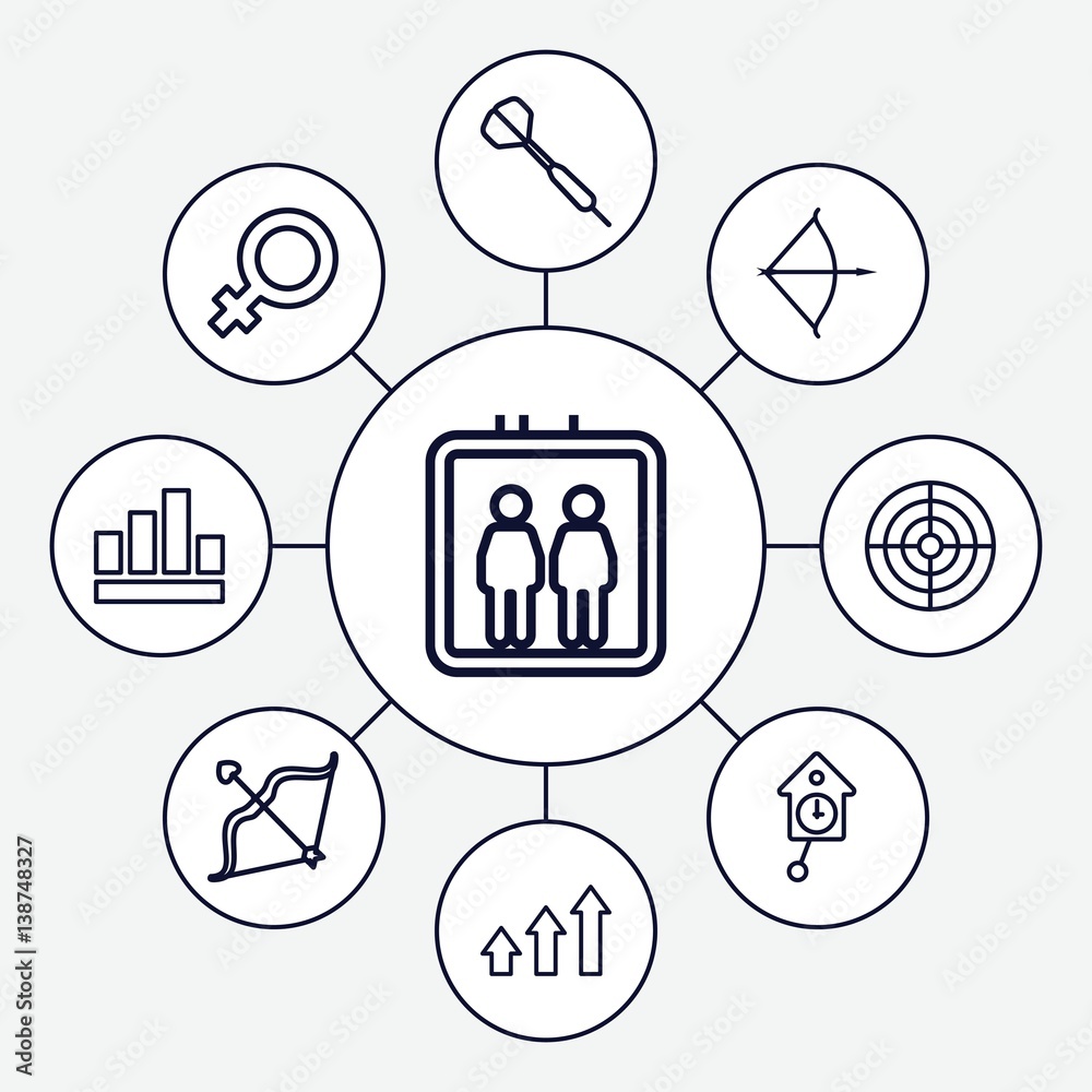 Set of 9 arrow outline icons