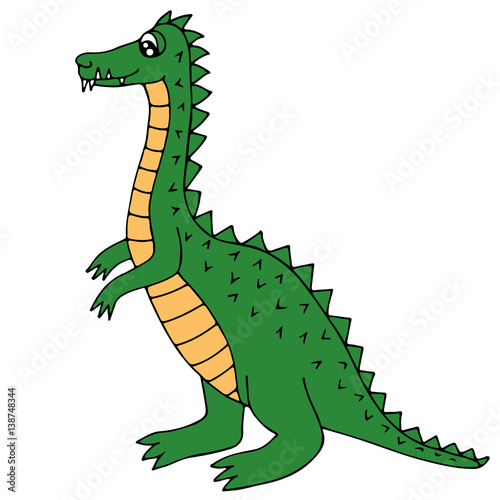 Cute green dinosaur or dragon isolated on the white background
