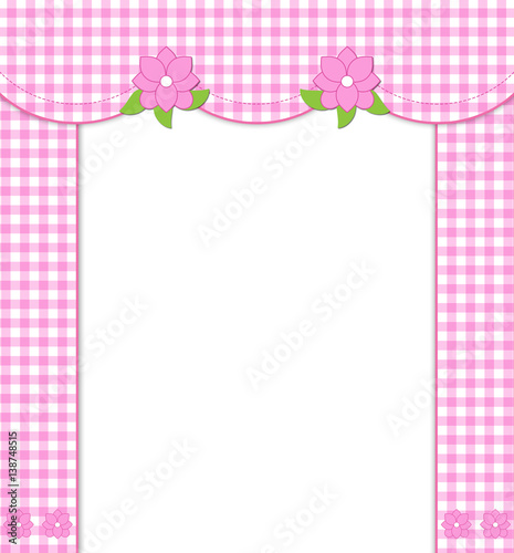 Pink gingham curtain frame design