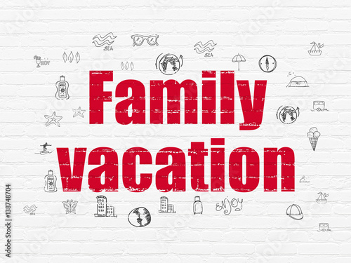 Travel concept  Family Vacation on wall background