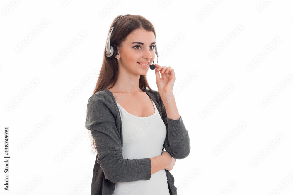 fun attractive girl is worth turning sideways in headphones and looking forward fun attractive girl is worth turning sideways in headphones and looking forward